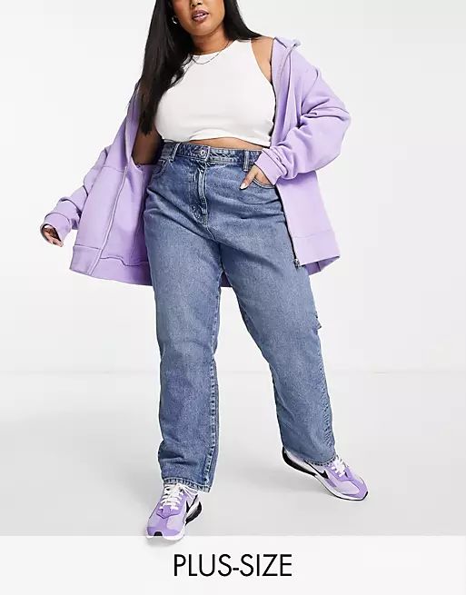 COLLUSION Plus x006 mom jeans in midwash blue | ASOS (Global)