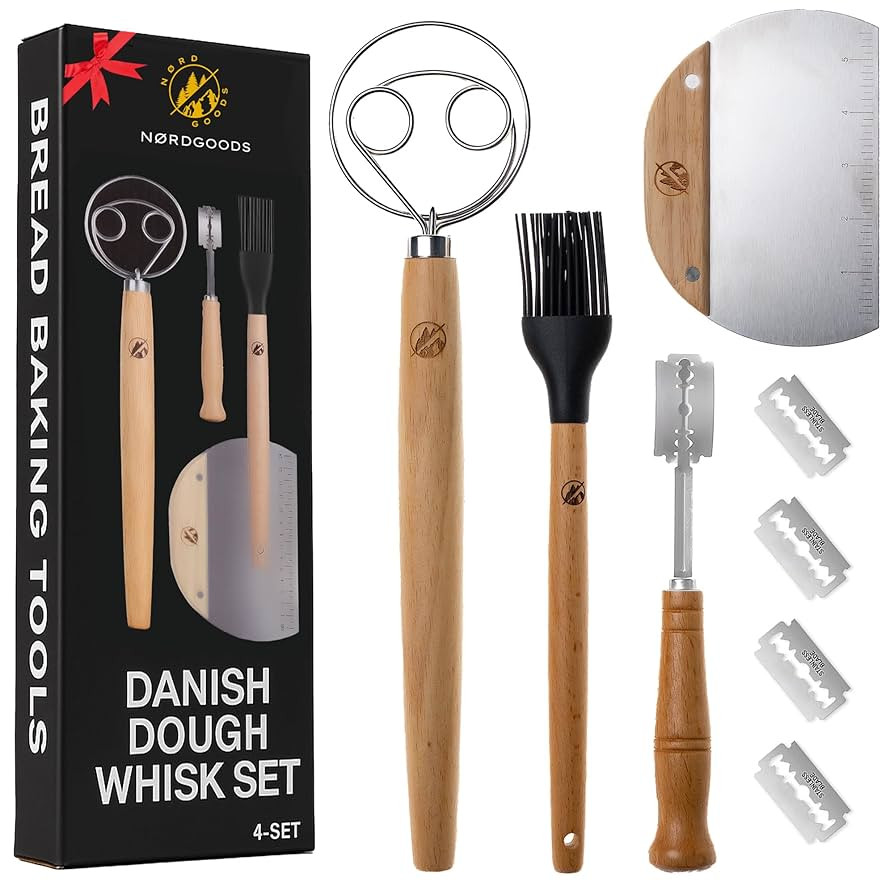 Danish Dough Whisk Stainless Steel Set 4PCS – Dough Hook 13'', Sourdough & Bread Making Tools K... | Amazon (US)