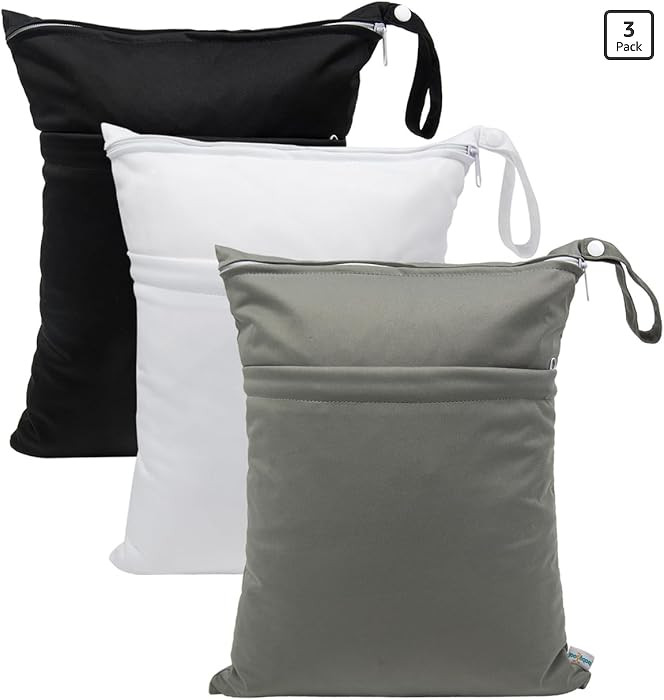 babygoal Wet Dry Bags 3 Pack, Waterproof Reusable Travel Bags for Swimsuits, Baby Cloth Diapers, ... | Amazon (US)