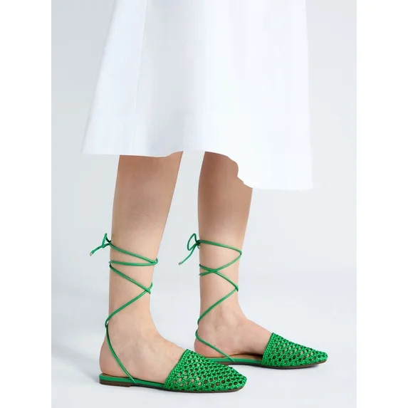 Free Assembly Women's Woven Wrap Slide Flats | Walmart (US)