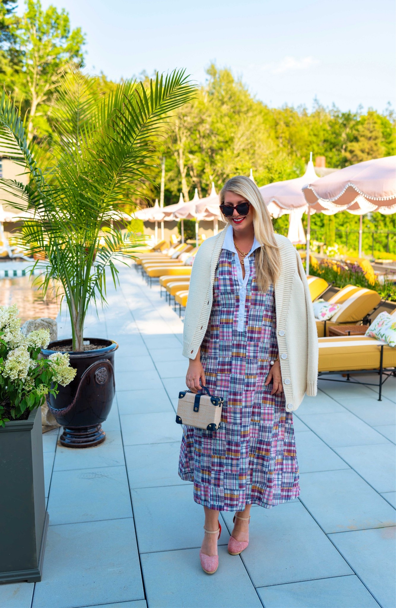 One of my favorite dresses of summer 🫶🏻 this madras maxi dress is so comfy and looks great with or without a cardigan. The nights get cool up here in Maine, so a cardi was needed 

#LTKSeasonal #LTKTravel #LTKItBag