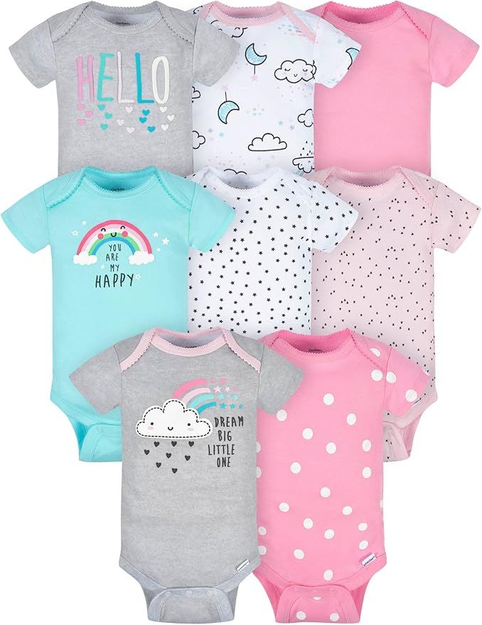 Gerber baby-girls 8-pack Short Sleeve Onesies Bodysuits | Amazon (US)