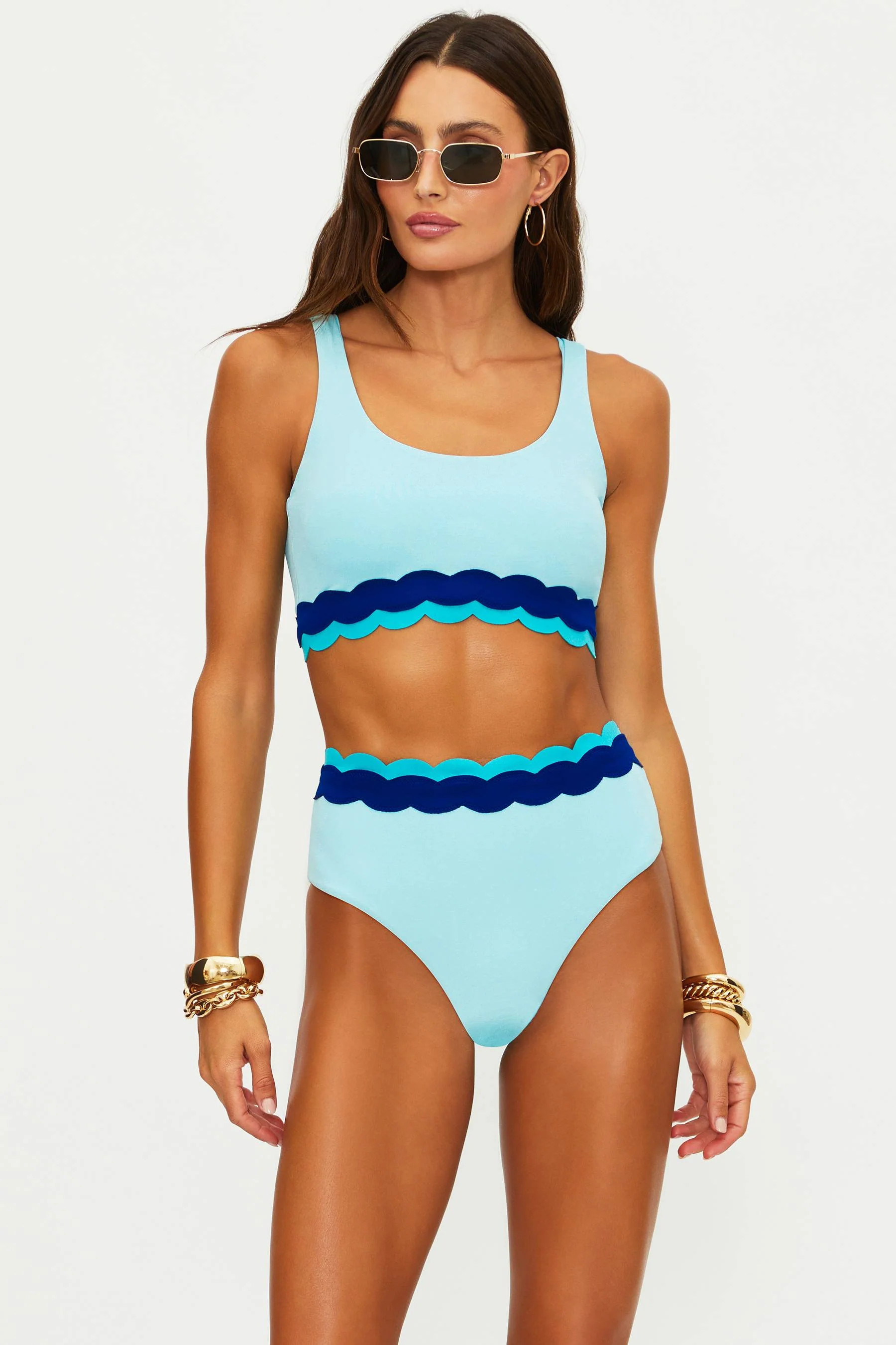 Anthropologie X Beach Riot Marin Top Sweet Winter Blue | Blue Colorblock Bikini Top | Beach Riot | Beach Riot