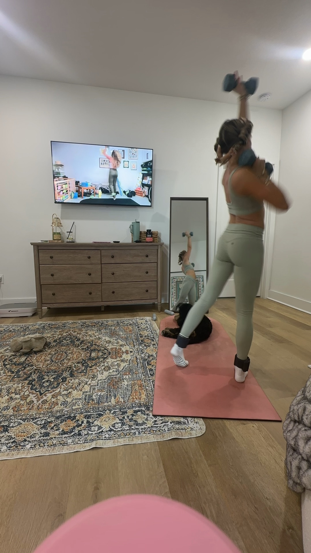 Amazon PAVOI ACTIVE Curve Hem Scoop Neck Sports Bra for Women - Medium Support Buttery Soft Low Cut Workout Yoga Bras - FlexFlow in sage size xs. Amazon PAVOI ACTIVE Pilates Crossover Leggings for Women | Buttery Soft High Waisted V Cut Cross Waist Workout Yoga Pants | FlexFlow in sage size XS.

My workout and workout gear for my daily workout. I take pilates classes from @lexfish on Instagram she has a whole online platform and membership! Most of my pilates gear and tools are from Bala. Bala use code SLOANE15. 
#workoutgear #workoutwear #pilates #ootd #outfit #athleticwear #athleticoutfit #bikershorts #sportsbra #pilatesoutfit #athleisure #bala #pilatesworkout #pilateslovers #pilatestiktok #balabangles

#LTKfitnessgoals #LTKmorningroutine #LTKActive