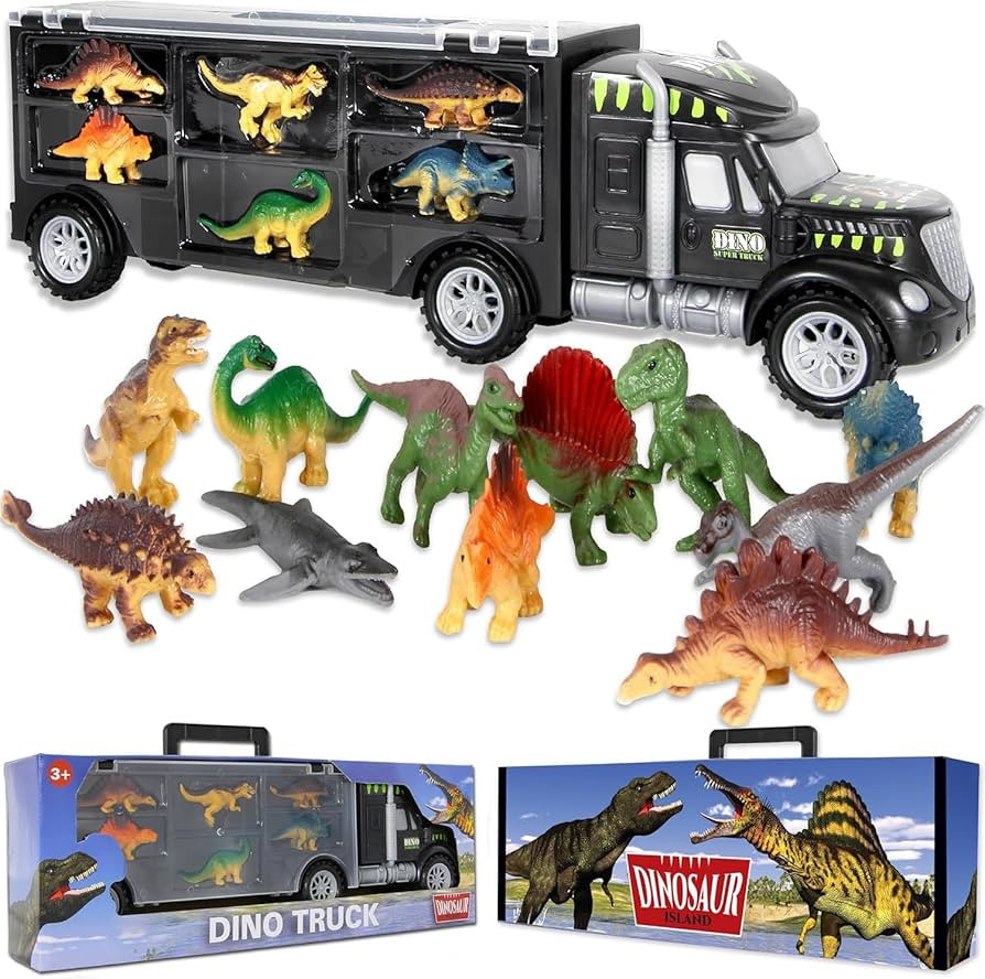 MOBIUS Toys Dinosaur Truck Carrier – Large Transport Truck with 12 Realistic Dino Figures for K... | Amazon (US)