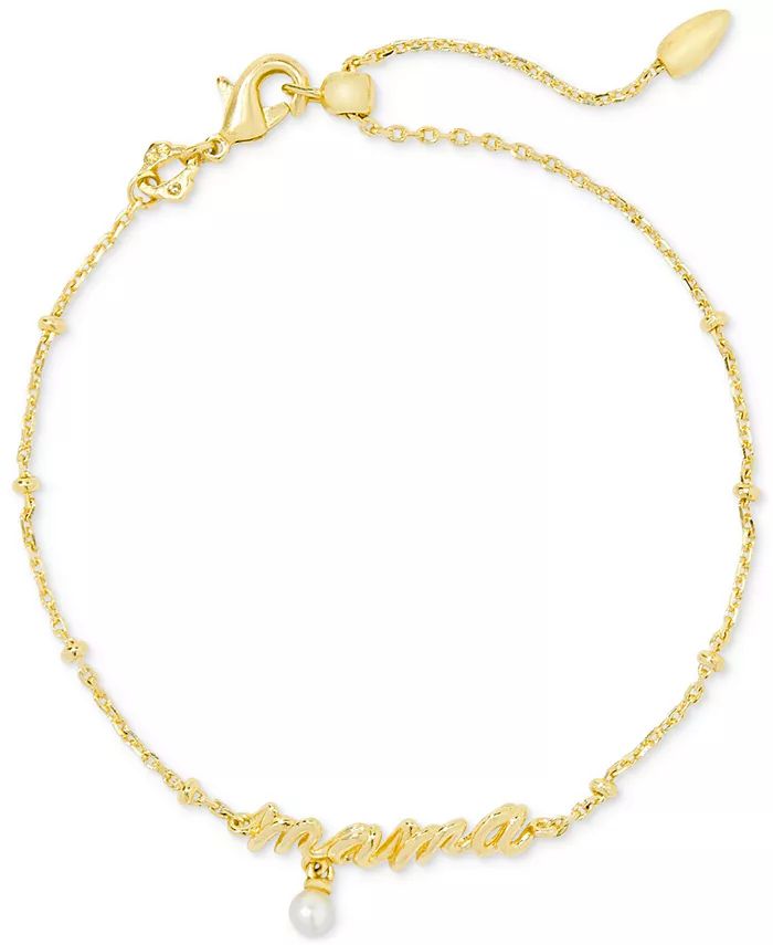 Kendra Scott 14k Gold-Plated Cultured Freshwater Pearl Mama Script Slider Bracelet - Macy's | Macy's