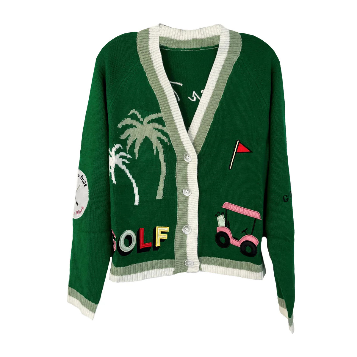 Green Golf Cardigan Sweater | Jennifer Miller Jewelry
