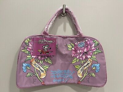 NWT Don Ed Hardy Designs Flower Peony Tattoo Small Duffle Zip Bag 20x7x8" Lilac  | eBay | eBay US