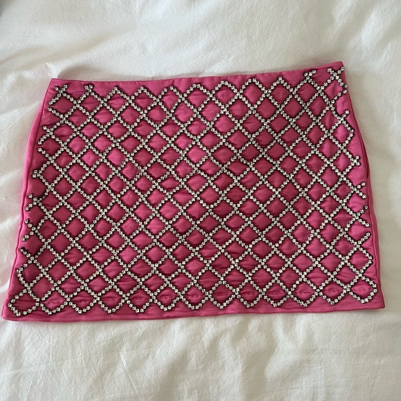 H&M Pink Mini Skirt with Beaded Design | Poshmark