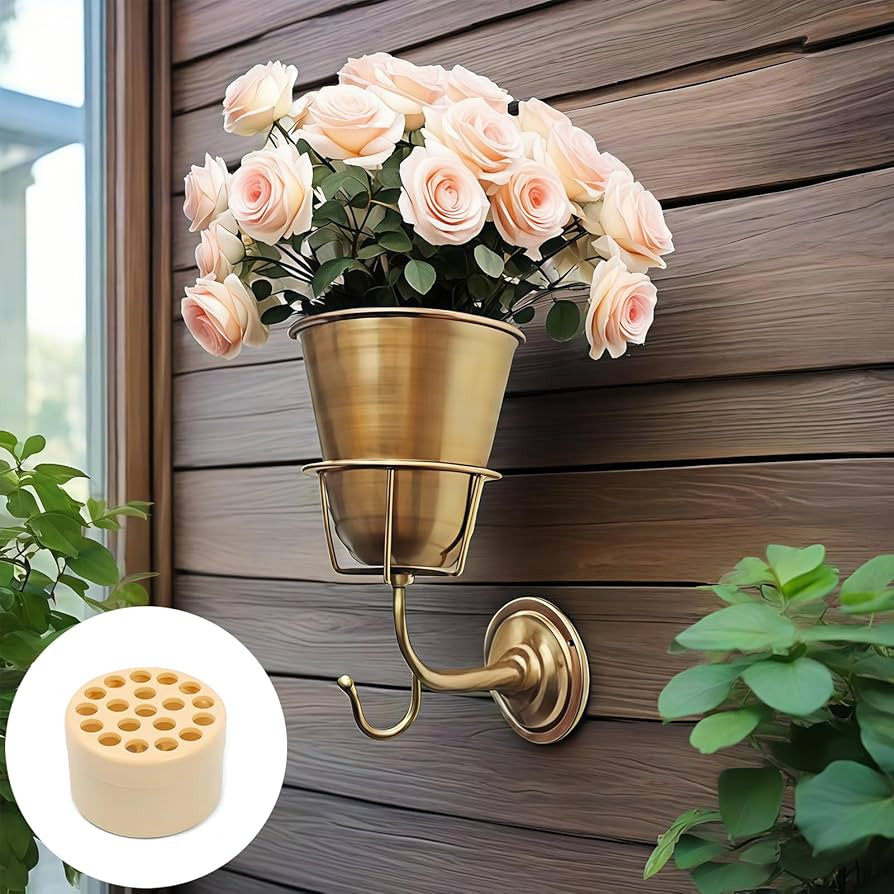 Wall Vase, Iron Wall Planter with Versatile Hook - Indoor/Outdoor Plant Holder for Live or Artifi... | Amazon (US)