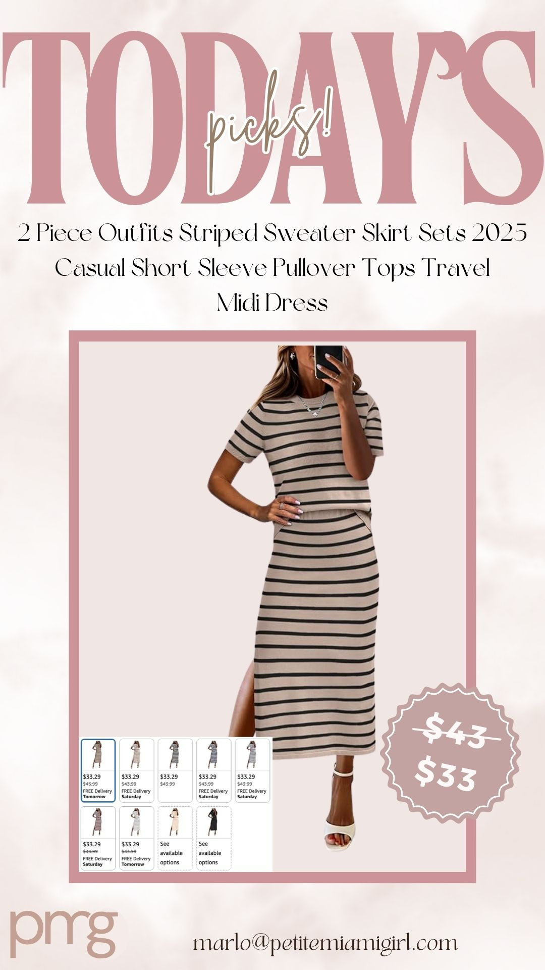 Today's picks 2 Piece Outfits Striped Sweater Skirt Sets 2025  Casual Short Sleeve Pullover Tops Travel Midi Dress 

 #LTKSpringSale #LTKSaleAlert #LTKStyleTip