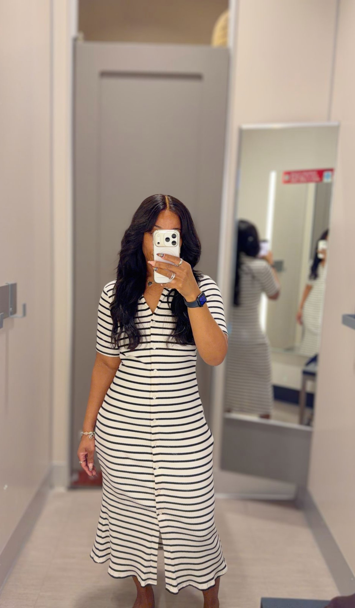 Just in time to prepare for spring. This button down striped midi dress is super comfortable. I am wearing a size small, I could’ve sized down for a more snug fit but this was good. Love how light it is and it has a great amount of stretch. 

#LTKU #LTKootd