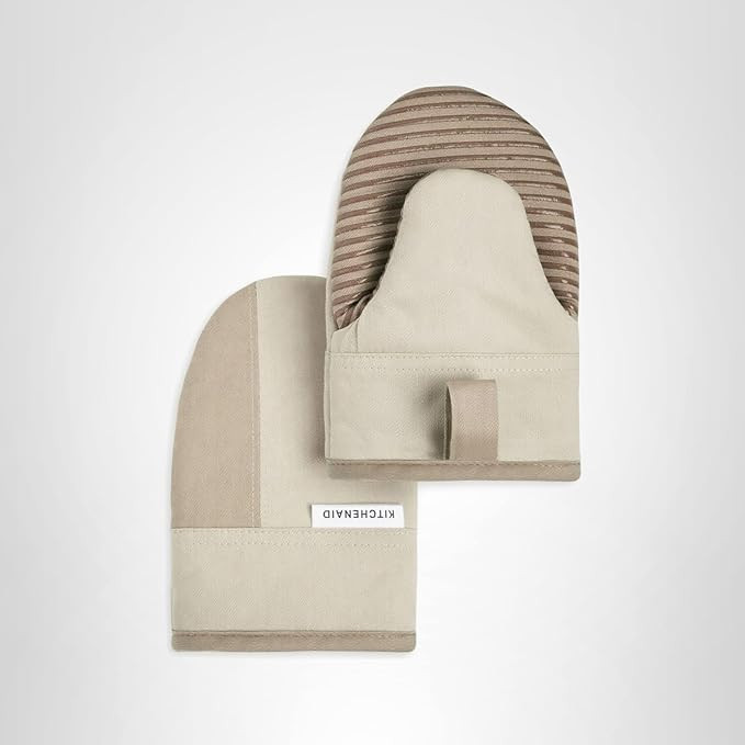 KitchenAid Beacon Two-Tone Non-Slip Mini Oven Mitt Set, Milkshake/Beige, 5.5"x8", 2 Piece | Amazon (US)