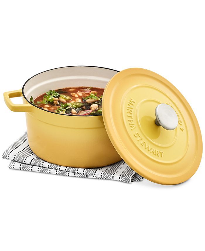 Martha Stewart Collection 4-Qt. Enameled Cast Iron Round Dutch Oven, Created for Macy's & Reviews... | Macys (US)