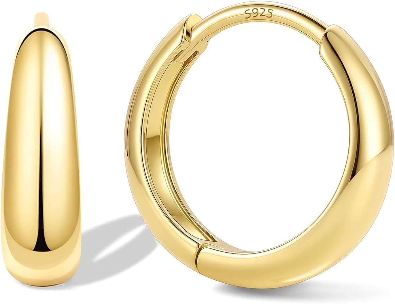 Bestyle Gold Huggies Earrings for Women Hypoallergenic 925 Sterling Silver Post Huggie Hoop Earri... | Amazon (US)