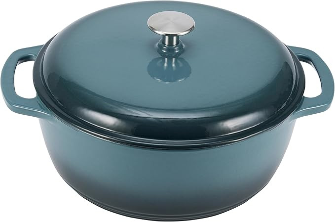 Amazon Basics Enameled Cast Iron Round Dutch Oven with Lid and Dual Handles, Heavy-Duty, 6-Quart,... | Amazon (CA)