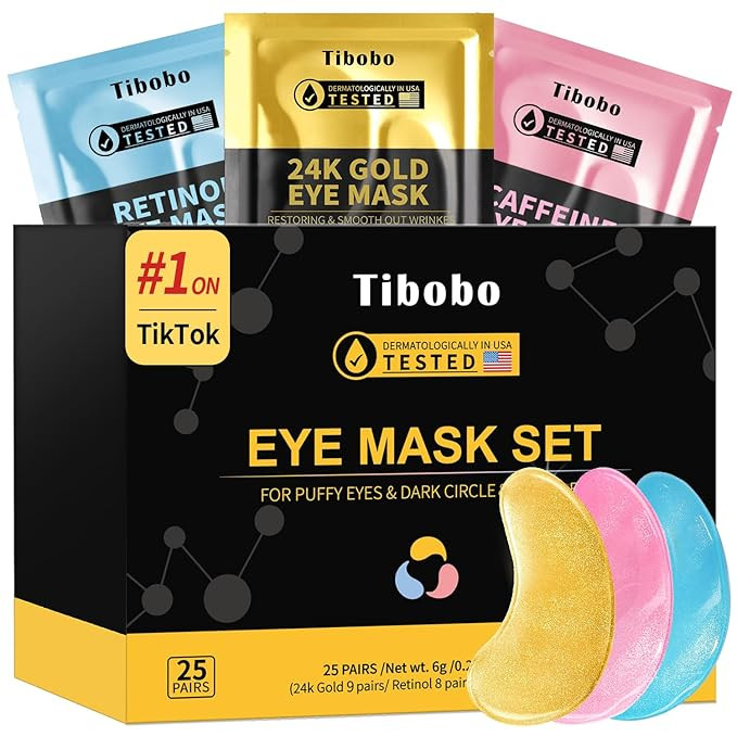Under Eye Patches(25 Pairs), Valentines Day Gifts for Women, 24K Gold, Caffeine, Retinol Eye Mask... | Amazon (US)