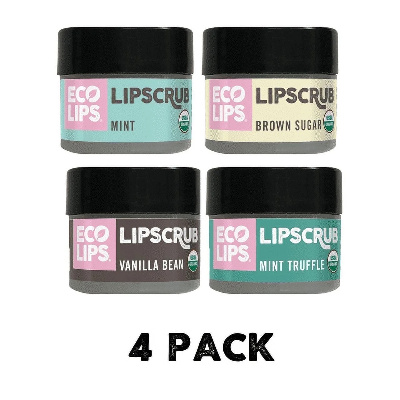 Eco Lips Organic Exfoliating Sugar Lip Scrub, Brown Sugar, Vanilla Bean, Mint, Mint Truffle 4 Pac... | Walmart (US)
