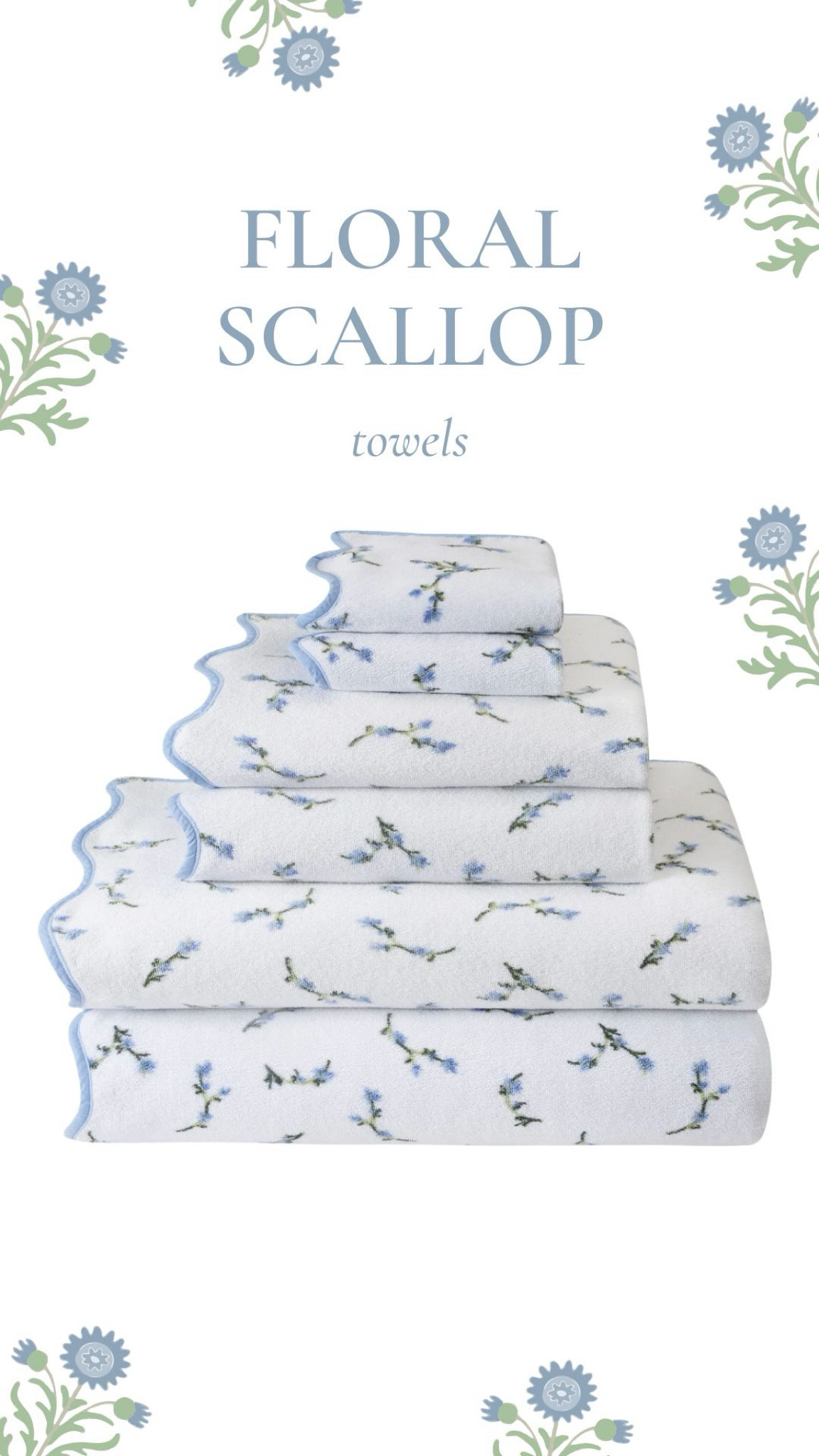 
Add a touch of charm to your bathroom with these Floral Scallop Towels. 
Beautifully detailed with a scalloped edge and floral design, they're the perfect way to bring a little luxury to your daily routine. Whether you're refreshing your bathroom or looking for the perfect gift, these towels are a must-have. Shop now to add a pop of color and style! #BathroomDecor #FloralDetails #TowelGoals #LTKhome #ScallopStyle #HomeStyling

#LTKHome #LTKStyleTip