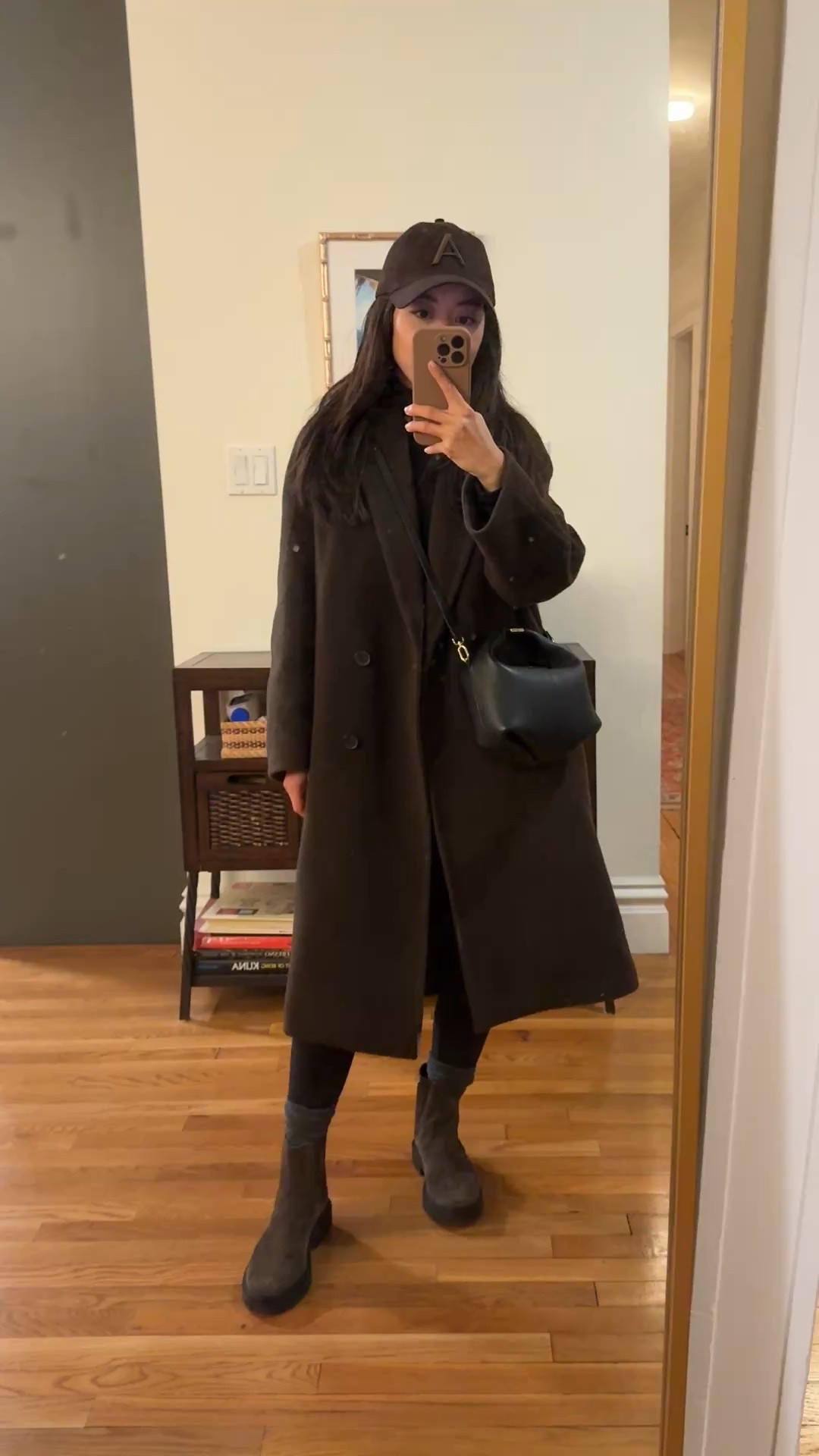 Aritzia year end sale! Note sale items are only for exchanges or store credit

Bag is Polene beri. 

• Aritzia slouch coat xxs short (petite) oversized fit that runs big. 

Warm soft and fully lined, easy to throw on over chunkier knit or roomy sweaters 

• Abercrombie leggings xs short . I size up on most leggings so it’s not too snug.

• aritzia homestretch rib tee XS I size up and layer this under thicker sweaters too 

• Vince water resistant Chelsea boots size 5 has room on me for thicker socks

• aritzia baseball cap

• polene bag not linkable 

Easy mom outfit, casual winter style, winter coat, petite friendly#LTKmomlife 

#LTKPetite #LTKSeasonal