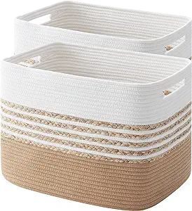 SIXDOVE Baskets 2 Pack, Large Storage Baskets for Organizing, Luandry Basket for Closet,Cotton Ro... | Amazon (US)