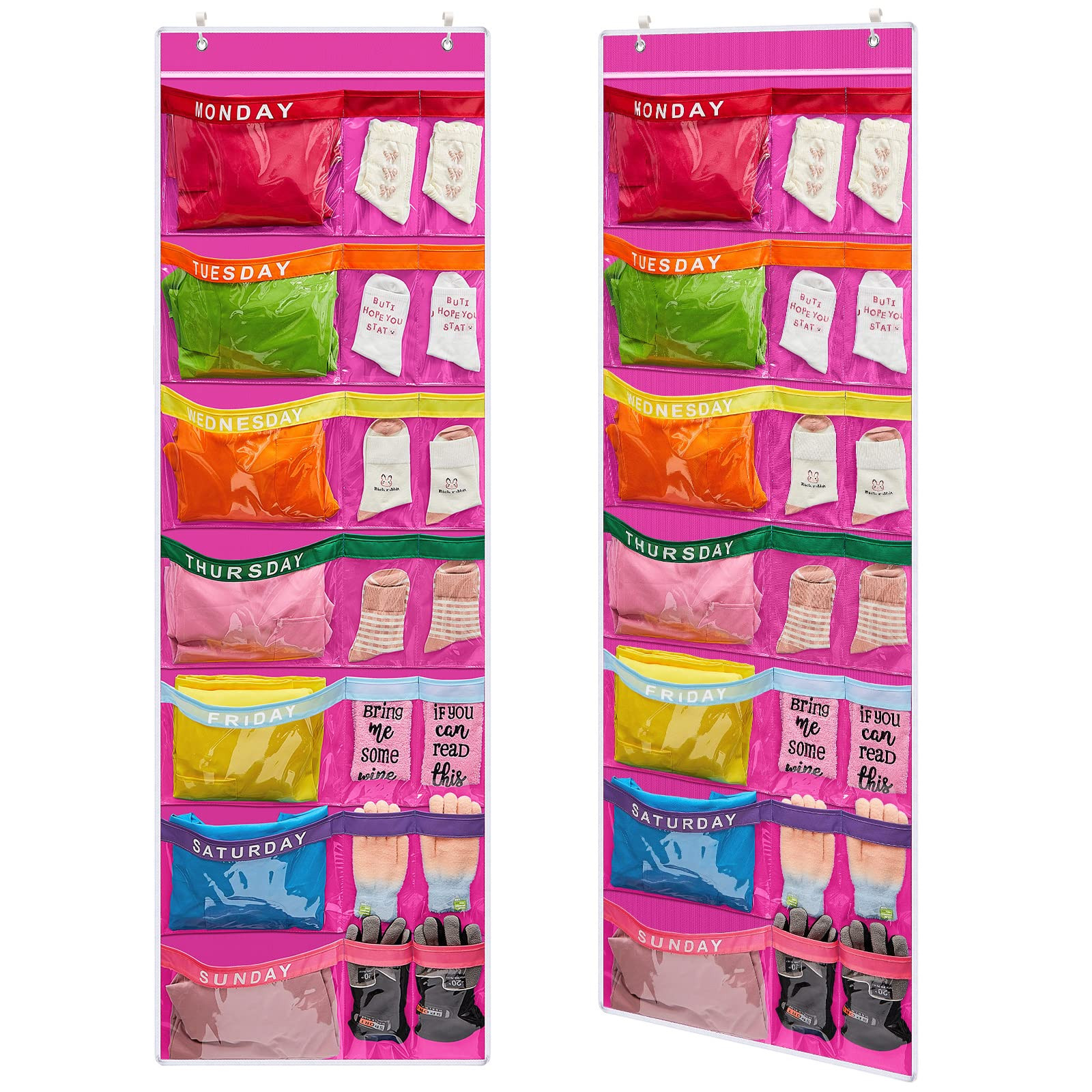 Oudain 2 Pcs Weekly Kids Clothes Organizer Day of Week School Clothing Storage Monday to Friday H... | Amazon (US)