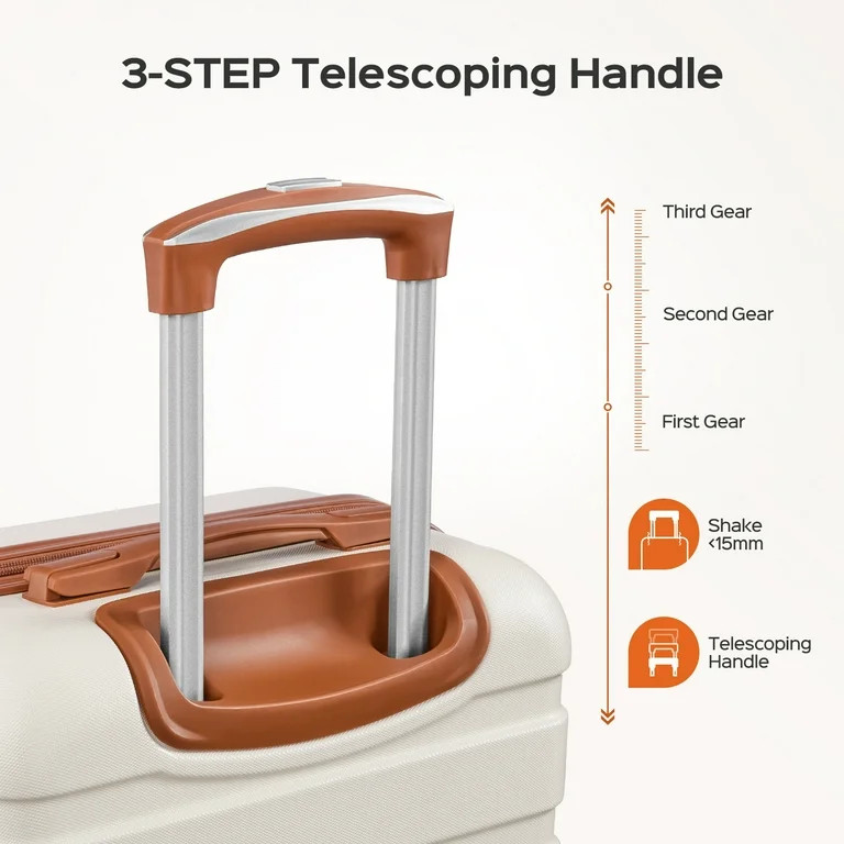 6 Piece Luggage Sets, with Travel Duffle Bags, Lightweight ABS Hard Suitcase, White Tan | Walmart (US)