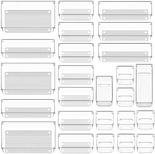 25Pcs Drawer Organizer Set 4-Size Versatile Vanity and Desk Drawer Storage Bins, Clear Plastic Dr... | Amazon (CA)