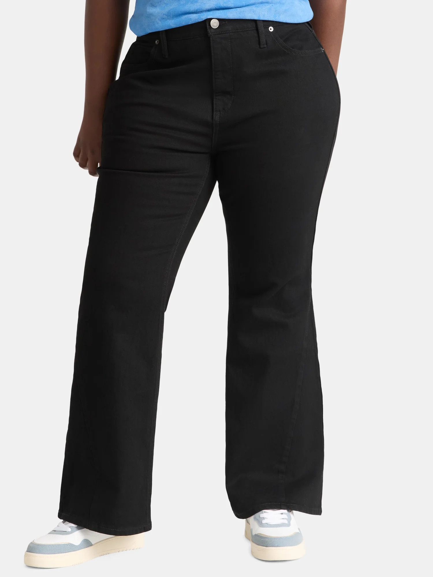 Terra & Sky Women's Plus Size High Rise Flare Jeans, 30" Inseam, Sizes 16W-28W | Walmart (US)