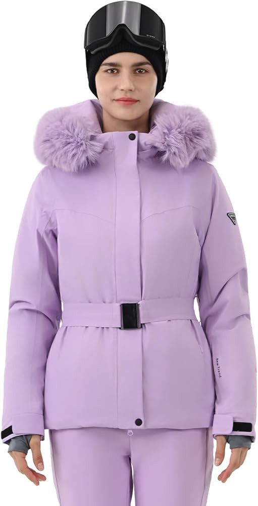 HIGH EXPERIENCE Women Ski Jacket Snowboard Fitted Slim Belted Snow Coat Warm Winter Waterproof Wi... | Amazon (US)