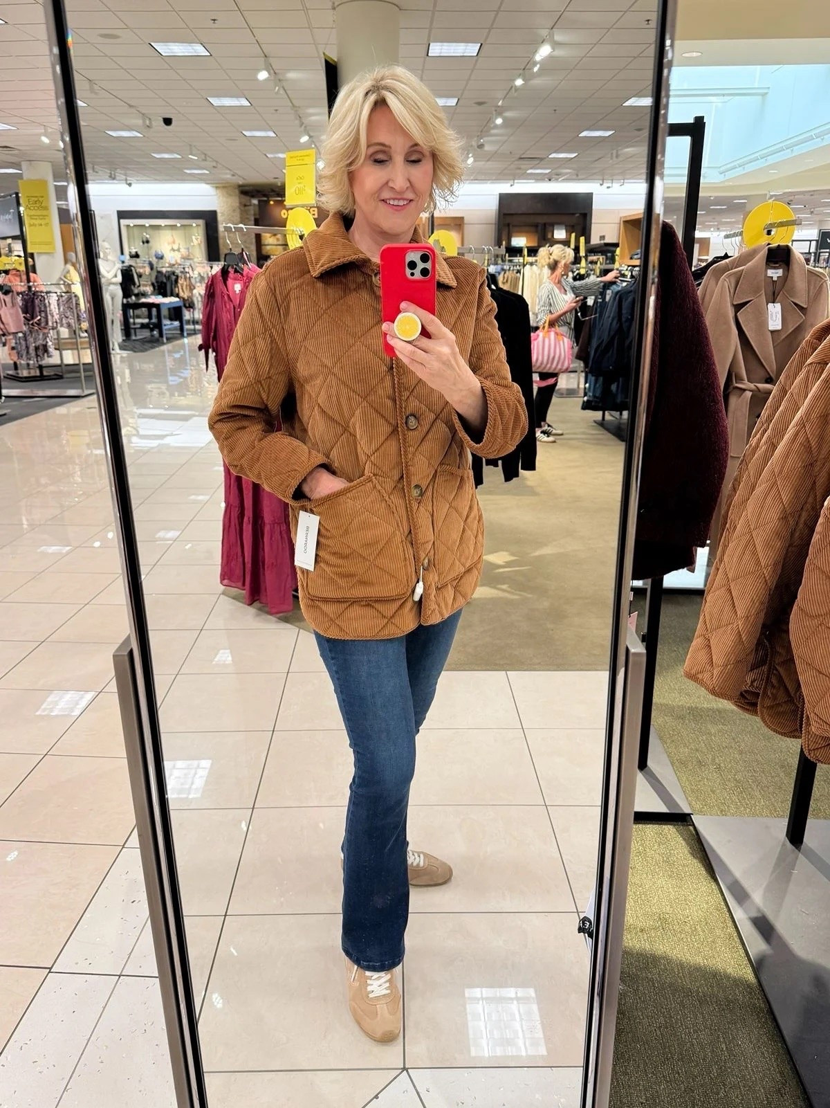 This is the kind of outfit I could happily live in all season long. 🤎

A camel quilted jacket, classic denim, and retro sneakers—comfortable, casual, but still pulled together. I love a look that feels effortless and works for everything from running errands to grabbing coffee with a friend.

And this camel jacket from Nordstrom? Definitely one of those pieces that makes transitioning into Fall feel a little more stylish. 🍂👟

#LTKSeasonal #LTKOver40 #LTKootd