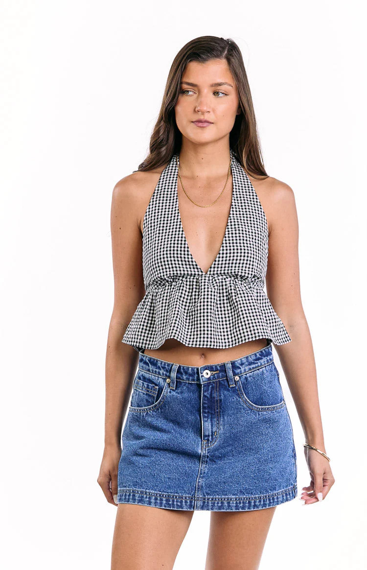 Opolo Black Gingham Crop Top | Beginning Boutique (US)