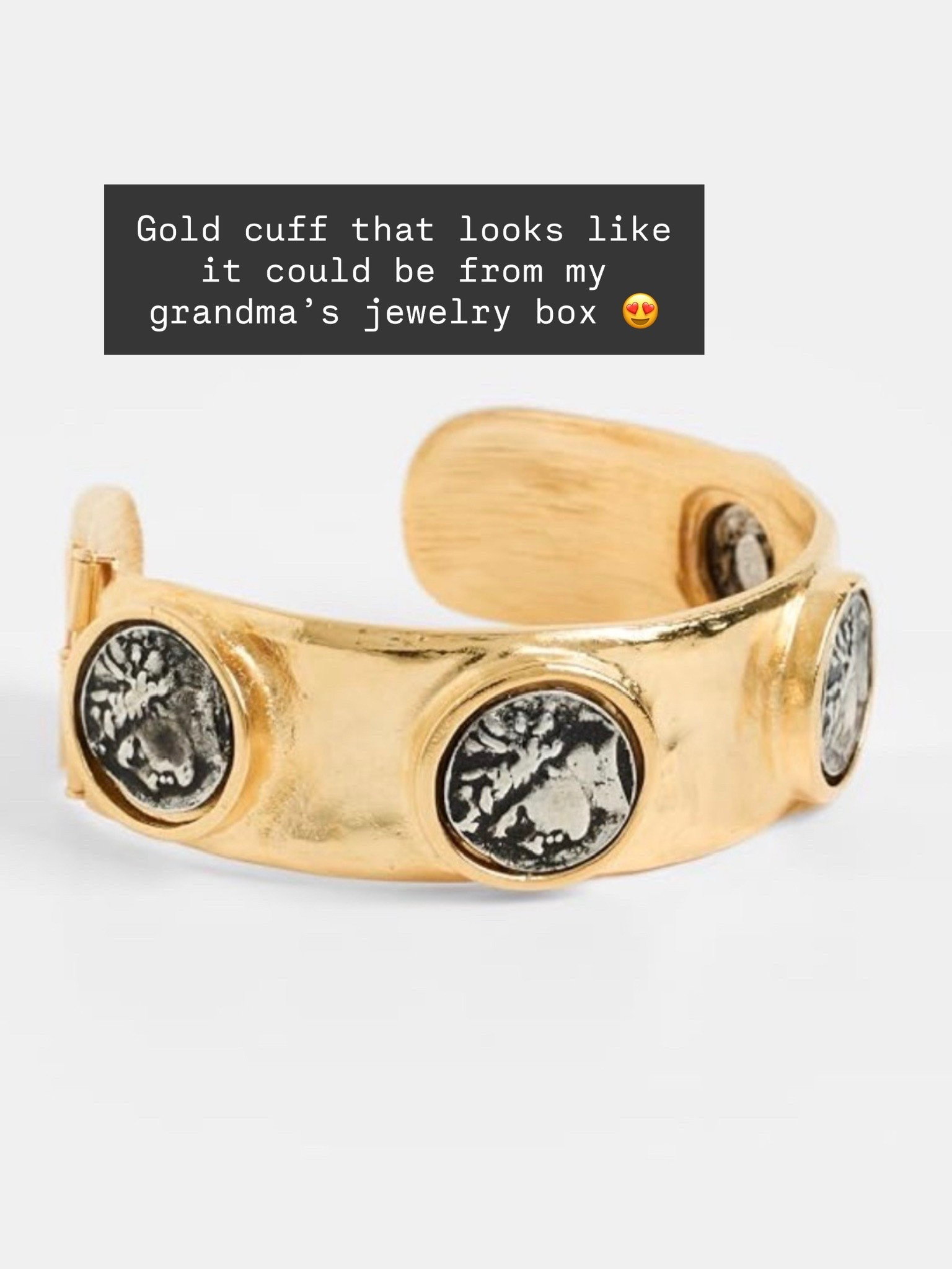 How pretty is this bracelet?! I love the antique coins! 

Loverly Grey, jewelry, bracelet, cuff bracelet, antique jewelry