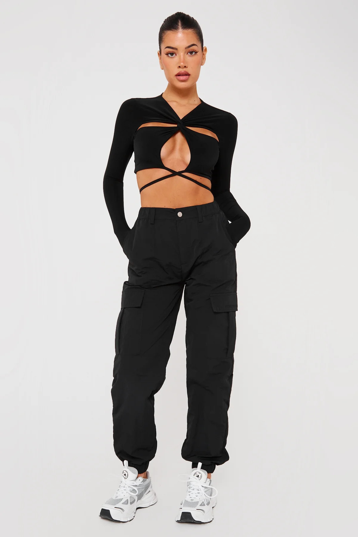 Black Cuffed Cargo Trousers | Luxe to Kill