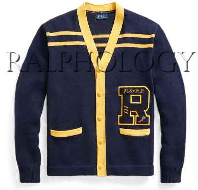 Polo Ralph Lauren Mens Navy Varsity Letterman Patch Button Cardigan Sweater NWT  | eBay | eBay US