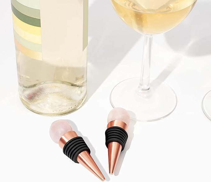 Rose Gold Silicone Wine Stopper - Wine Bottle Stopper with Pink Gemstone, Reusable Wine Corks, Wi... | Amazon (US)