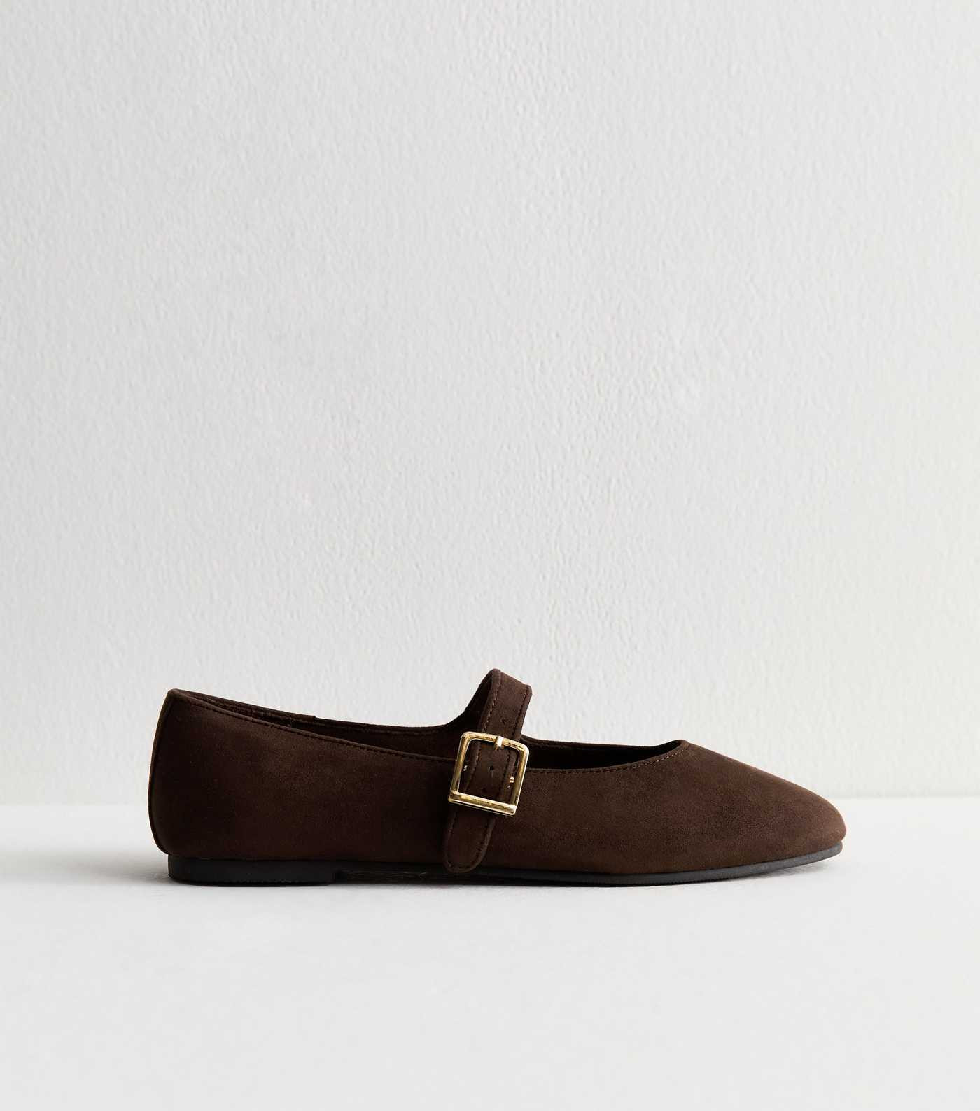 Brown Faux Suede High Vamp Mary Jane Ballerina Flats | New Look | New Look (UK)