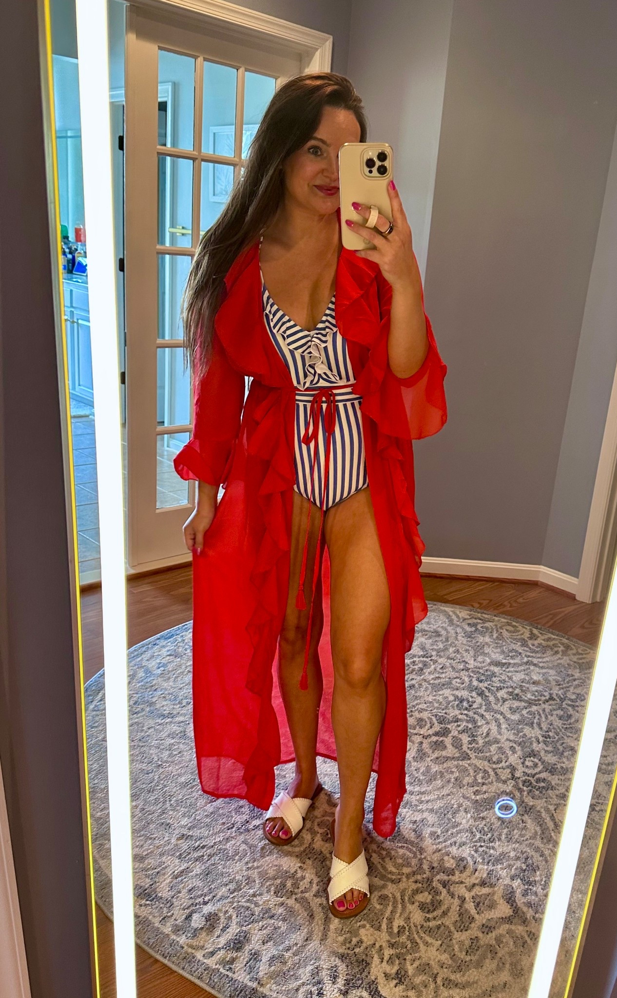 This Cupshe swimsuit has been a favorite for 4 Summers now. I love pairing it with this old NY & Co coverup for a patriotic look 