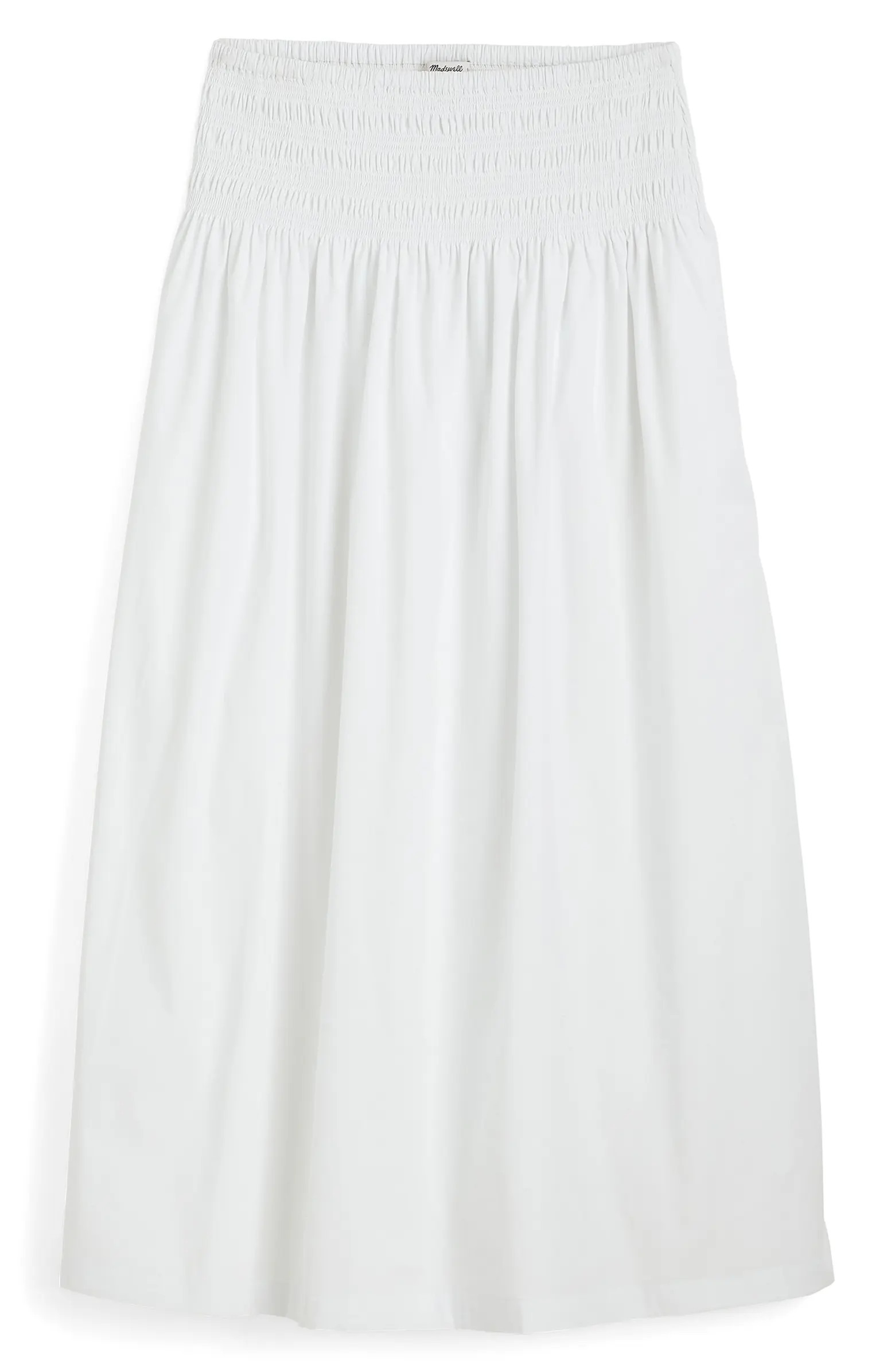 Madewell Smocked Waist Cotton Poplin Midi Skirt | Nordstrom | Nordstrom