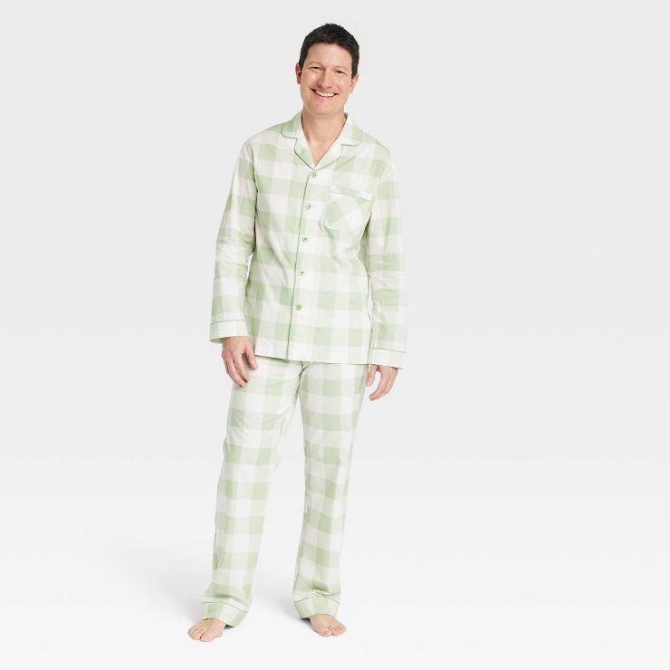 Men's Spring Plaid Matching Family Pajama Set - Green | Target