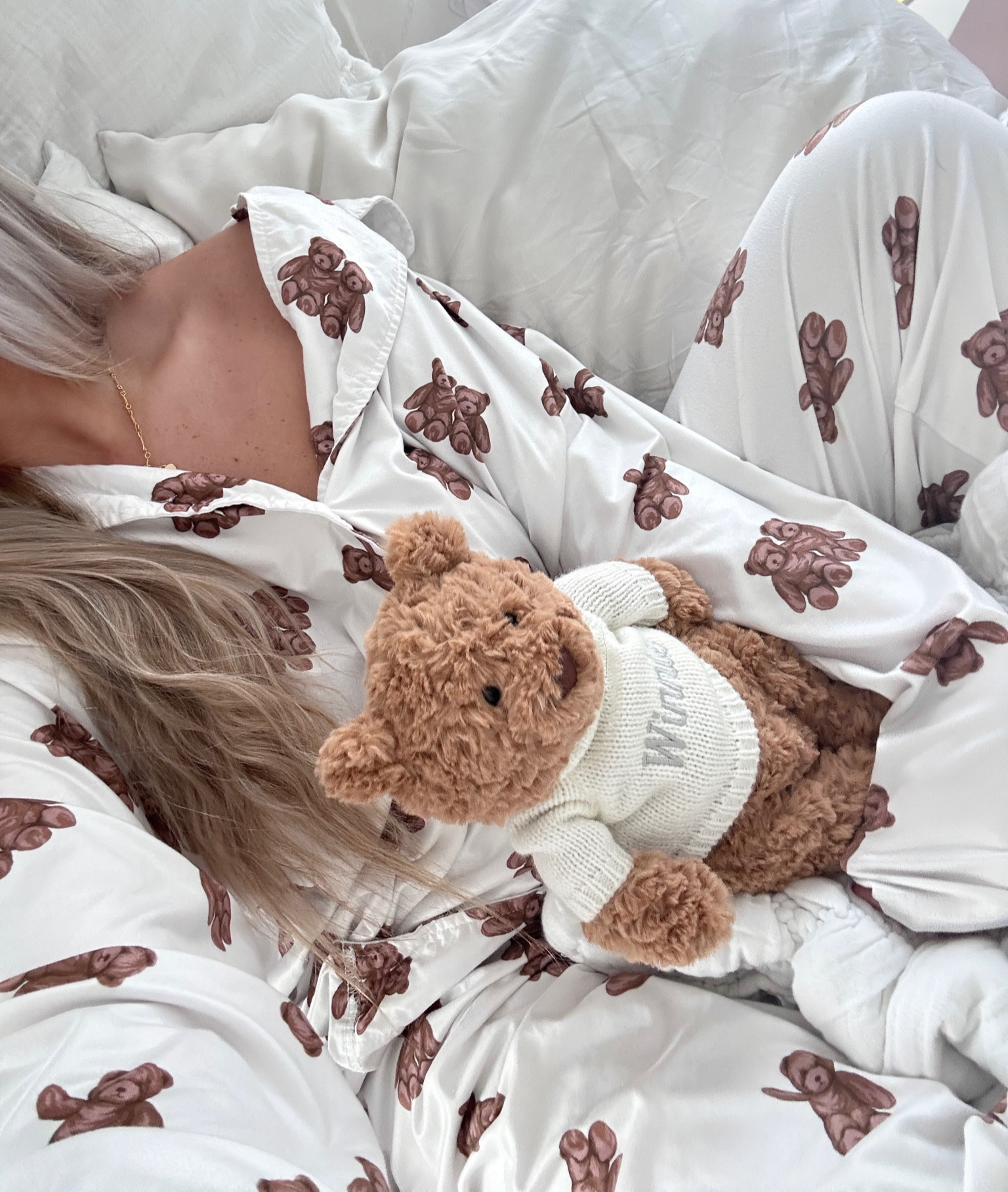 teddy pjs - wearing size L  🧸bear from Jellycat (“bartholomew bear w/personalized cream jumper”) 

Cute Pj set. Cozy pajamas. Pajama pants set. Loungewear. Lounge set. Teddy bear pj set. Cute pajamas. Cozy outfit inspo 

#LTKGiftGuide 

#LTKSpringSale #LTKU #LTKsalealert #LTKfindsunder50 #LTKbeauty #LTKSeasonal #LTKhome #LTKmidsize #LTKstyletip