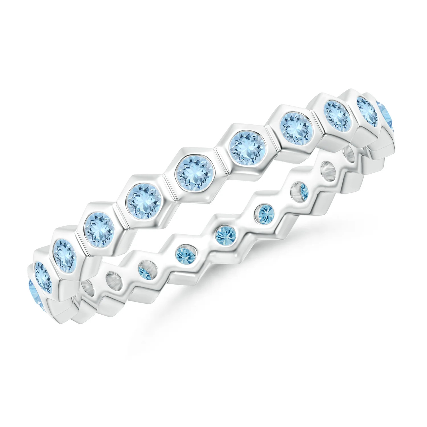 Natori x Angara Hexagonal Aquamarine Eternity Band | Angara