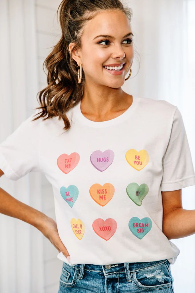 Candy Hearts White Graphic Tee | The Mint Julep Boutique