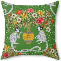 Beautiful Vintage Monkey in Chinoiserie Style Green Throw Pillow | Etsy (US)