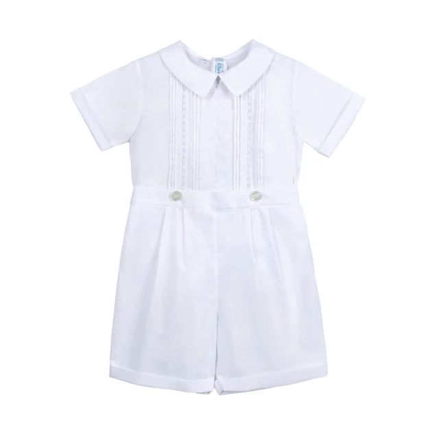 Embroidered Button On White Shortall | Classic Whimsy