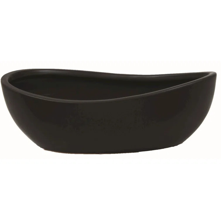 Gort Ceramic Oval Decorative Bowl in Black | Wayfair North America