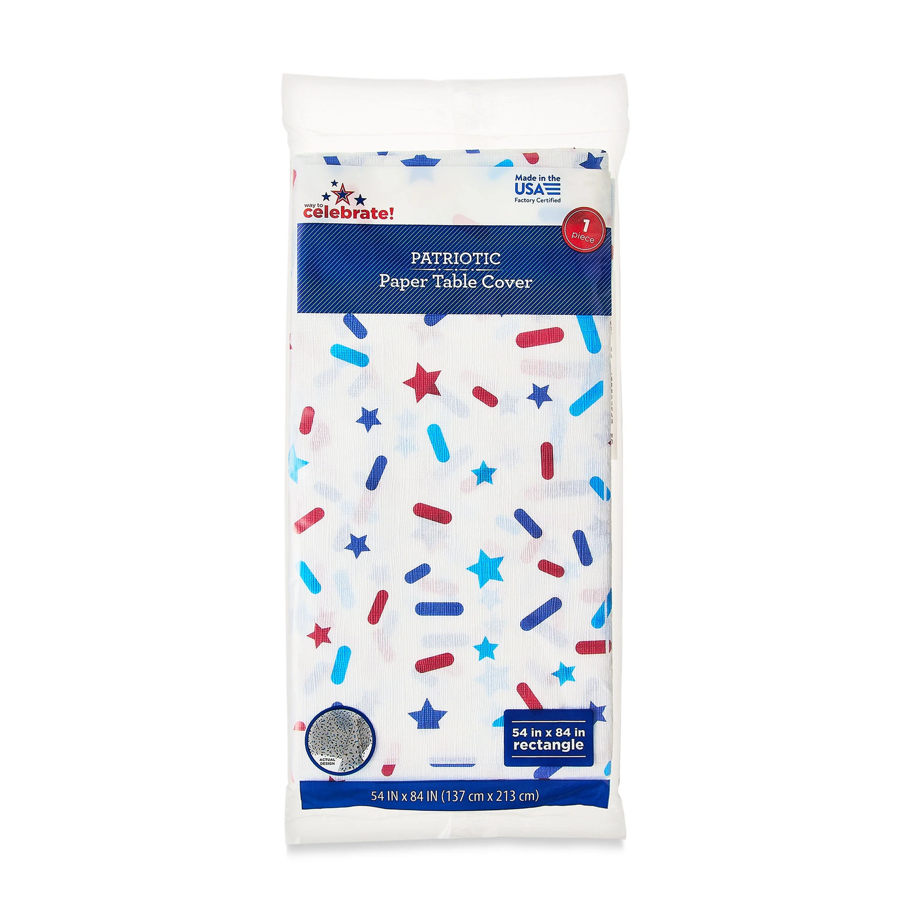 54" x 84" Patriotic Red, White, and Blue Pop Paper Tablecloth, by Way To Celebrate | Walmart (US)