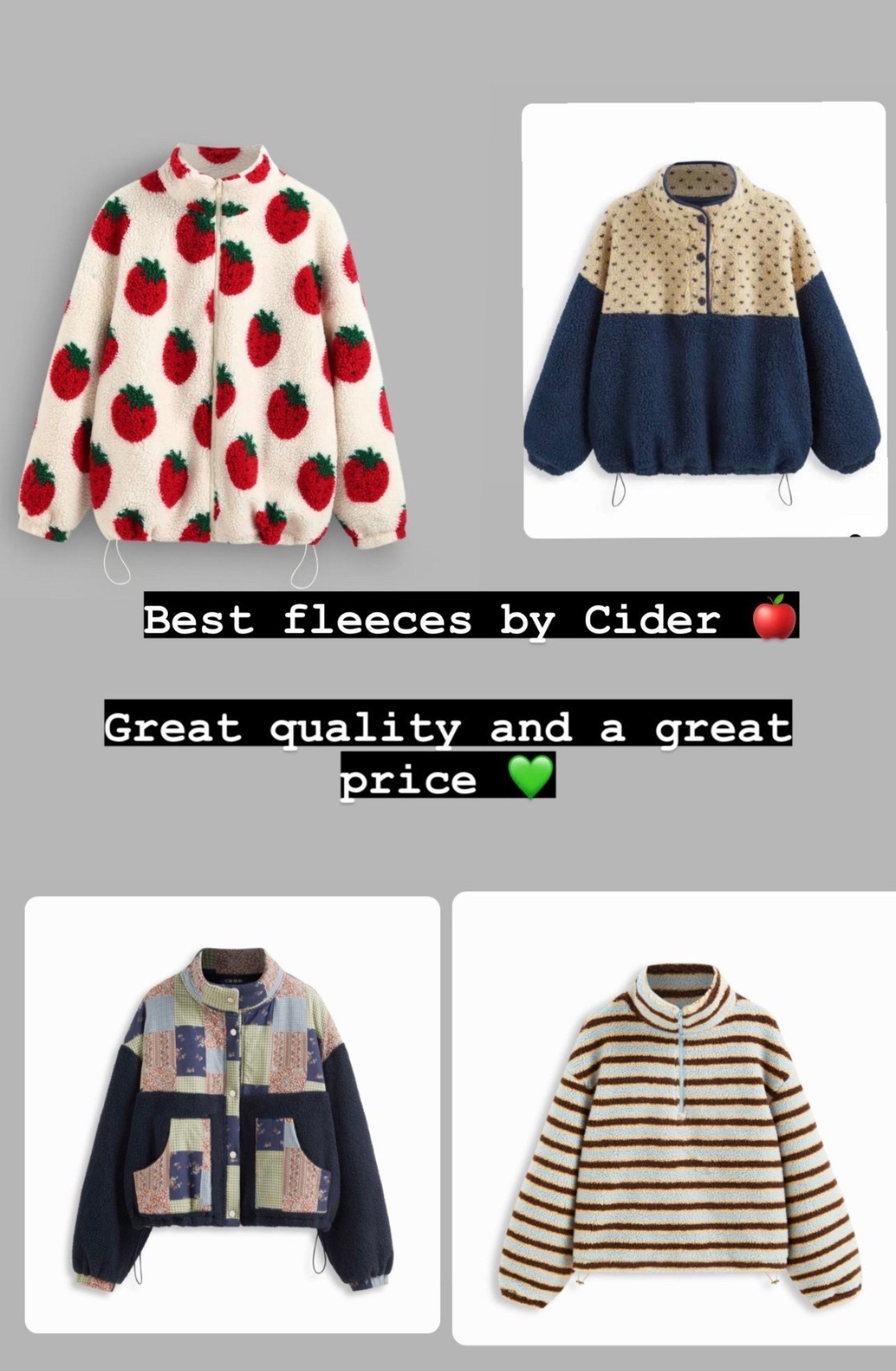 Until it warms up - why not wear the cutest affordable fleeces 🩷💙
#cider #fleece#cozy

#LTKBeauty #LTKSeasonal #LTKTravel
