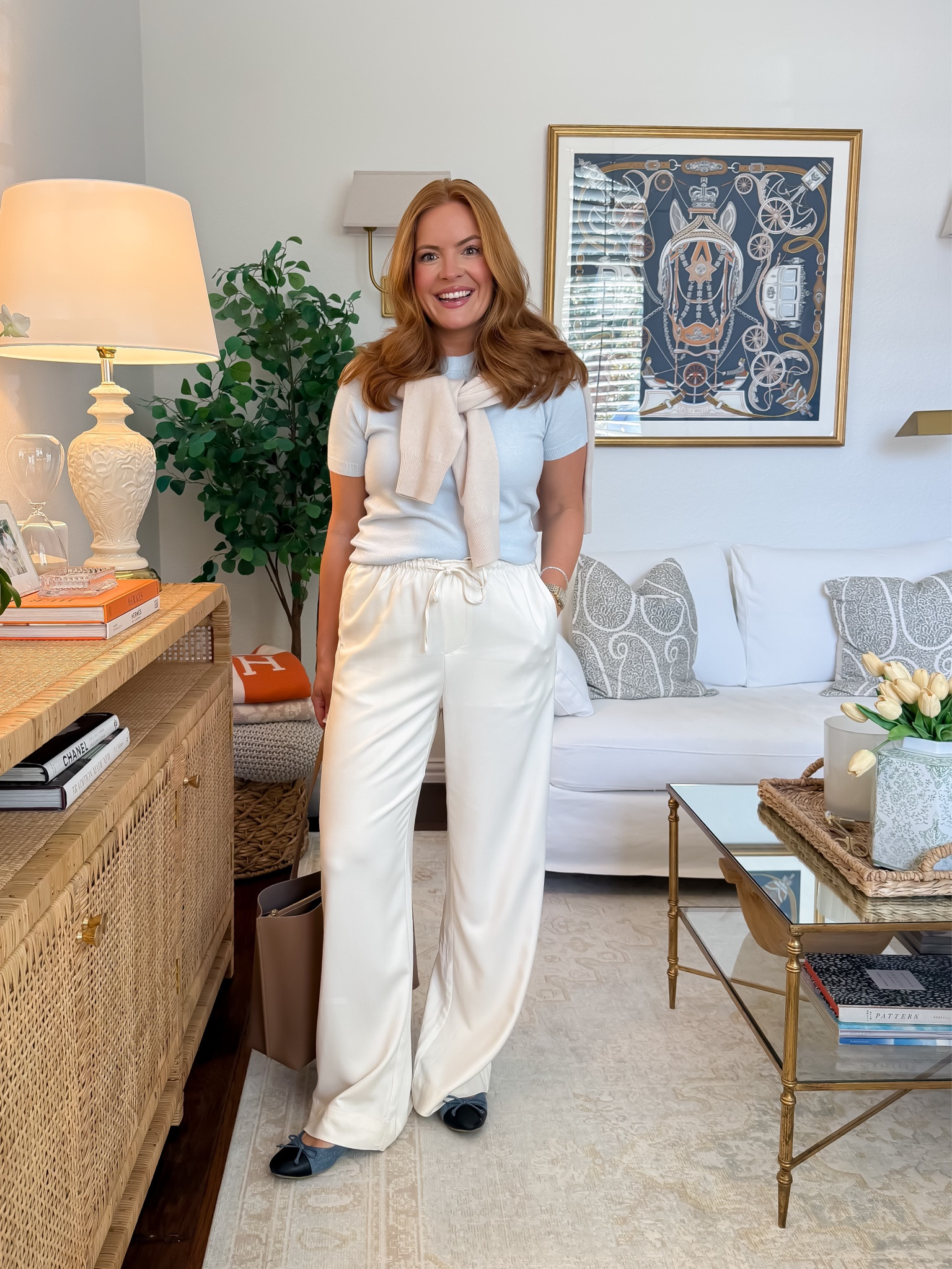 Proof that $35 Target pants can look SO expensive. 🤍 I styled these viral Aritzia-lookalike pants with a soft blue knit, sweater layered over the shoulders + ballet flats for an easy business casual outfit.

This is the kind of outfit I’d reach for when you want to be comfortable ALL day but still look polished walking into the office.

#TargetStyle #BusinessCasual #WorkOutfitIdeas #AffordableWorkwear #OfficeStyle