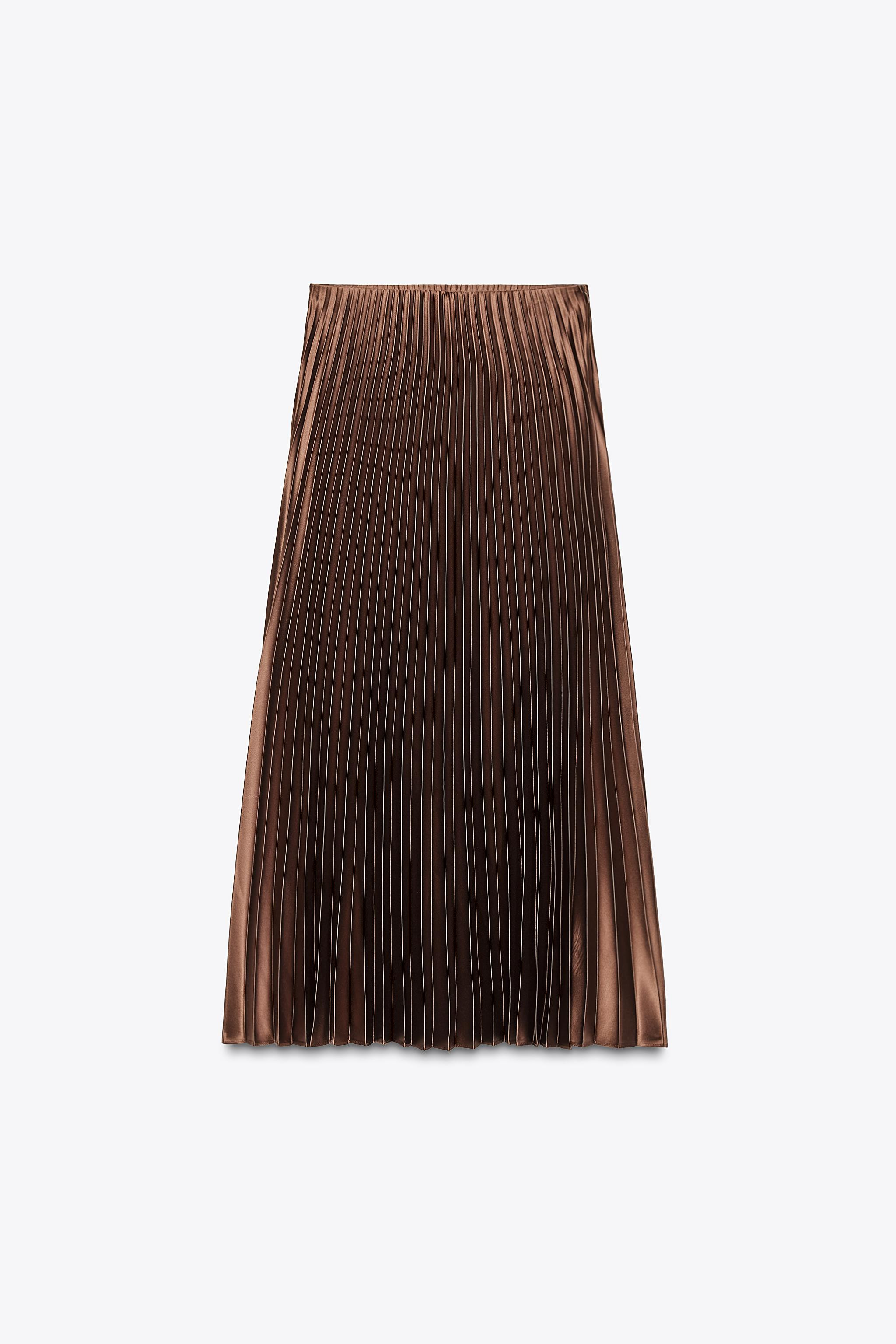 PLEATED SATIN MIDI SKIRT | Zara UK